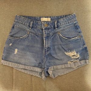 Zara Denim Distressed Shorts